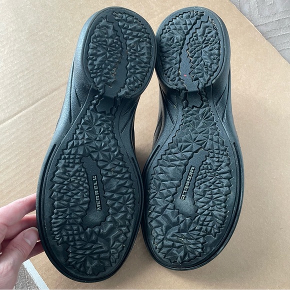 Merrell Women’s Black Leather Slip On Clogs Mules 8.5 - Picture 3 of 4